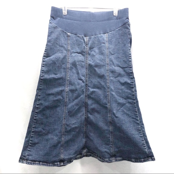 Midi Motherhood Maternity Jean Skirt 